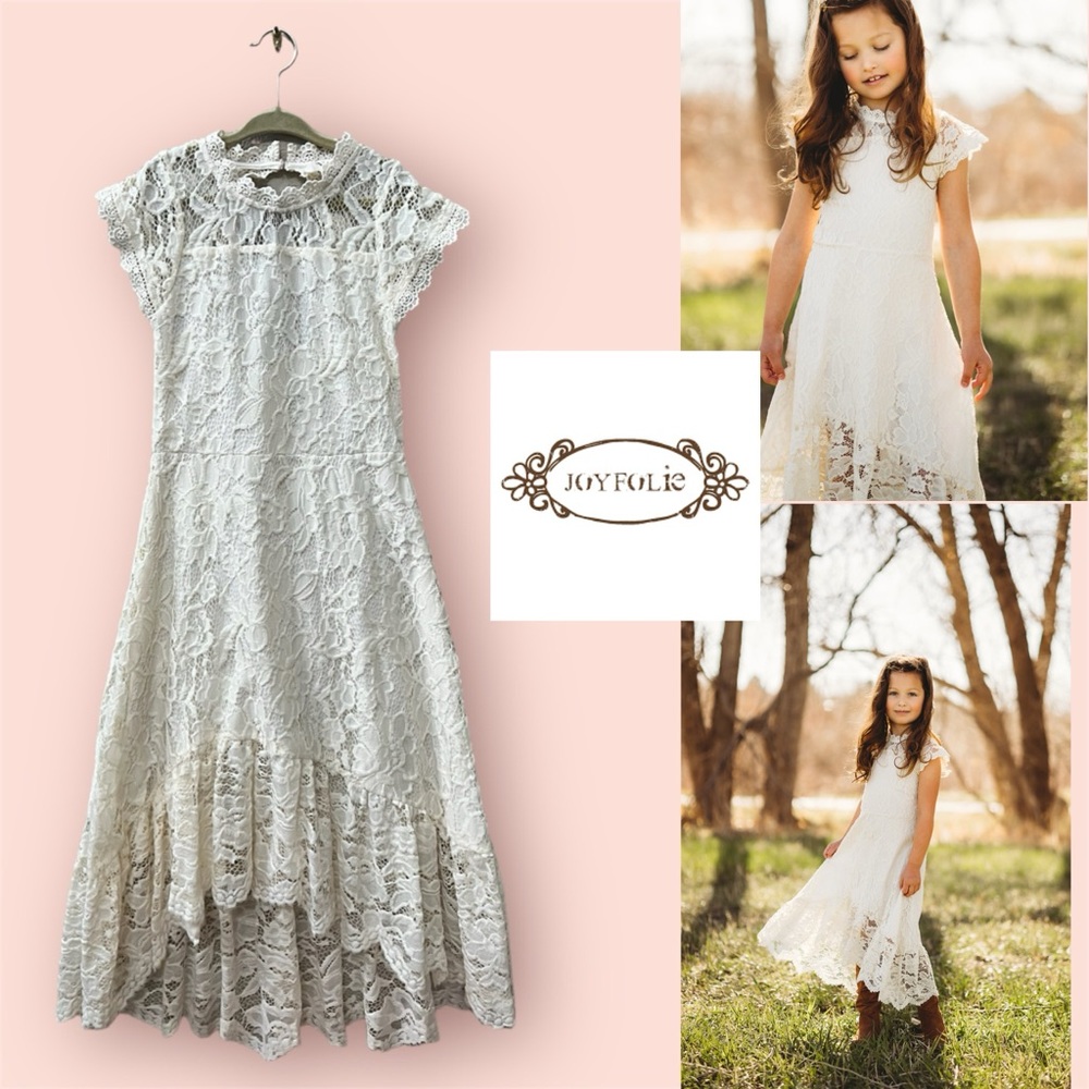 EUC Size 6 Joyfolie Lace Esperanzie Dress in Turtledove Off white Cream
